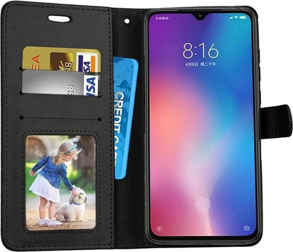 Xiaomi Mi 9 Hoesjes – Portemonnee Hoes – Pasjeshouder – Magneetsluiting – Zwart-Ilumina Benelux