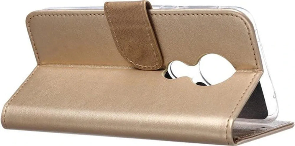 Motorola Moto G7 Play Hoesjes – Portemonnee Backcover – Magneetsluiting – 2x Screenprotector – Goud-Ilumina Benelux