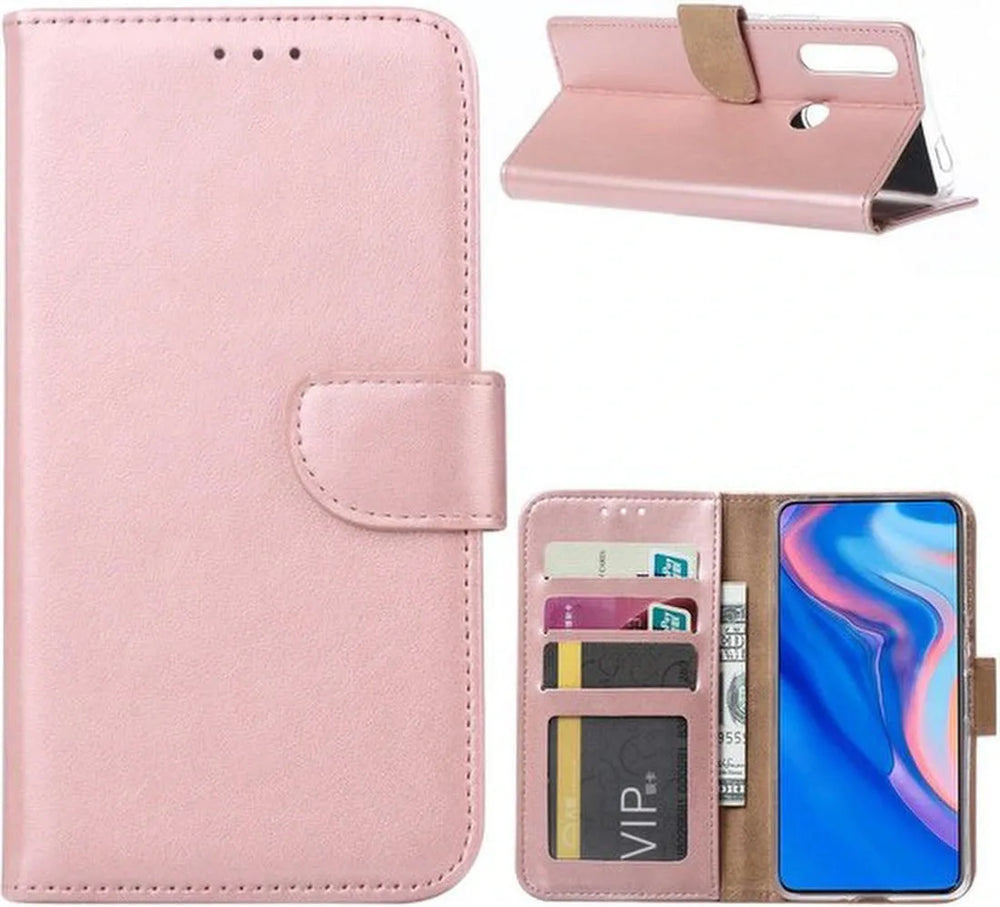 Huawei P Smart Z Hoesjes – Portemonnee Backcover – Magneetsluiting – 2x Screenprotector – Roségoud-Ilumina Benelux
