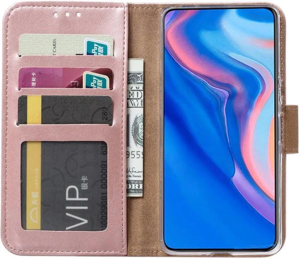 Huawei P Smart Z Hoesjes – Portemonnee Backcover – Magneetsluiting – 2x Screenprotector – Roségoud-Ilumina Benelux