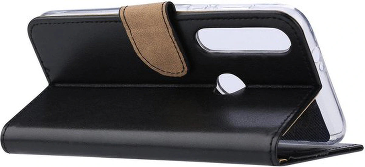 Motorola Moto G8 Plus Hoesjes – Portemonnee Hoes – Pasjeshouder – 2x Screenprotector – Zwart