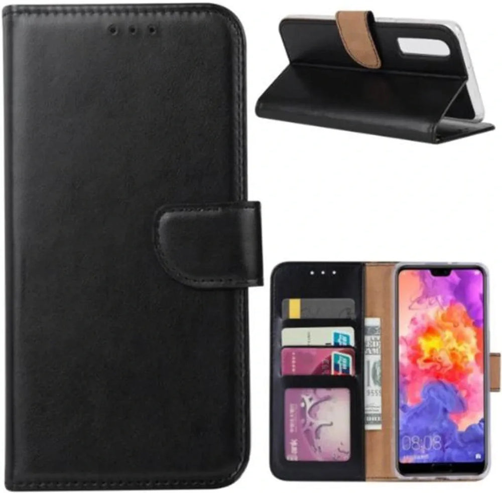 Huawei P30 Hoesjes – Portemonnee Backcover – Pasjeshouder – 2x Screenprotector – Zwart-Ilumina Benelux