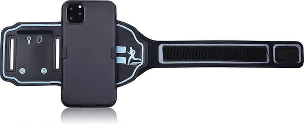 Sportarmband – Geschikt voor iPhone 11 Pro – Hardloop Armband Holster – Sleutelhouder – Zwart-Sportarmband-Ilumina Benelux