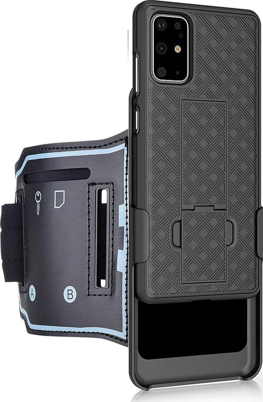 Sportarmband – Geschikt voor Samsung Galaxy S20 Plus – Hardloop Armbandhouder – Sleutelhouder – Zwart