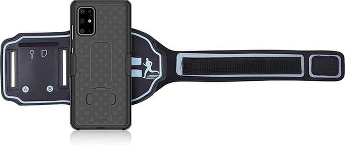 Sportarmband – Geschikt voor Samsung Galaxy S20 Plus – Hardloop Armbandhouder – Sleutelhouder – Zwart