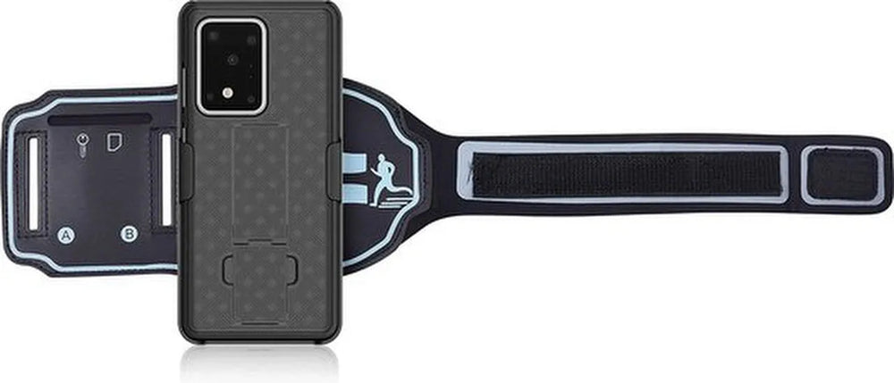 Sportarmband – Geschikt voor Samsung Galaxy S20 Ultra – Hardloop Armband met Sleutelhouder – Zwart-Sportarmband-Ilumina Benelux