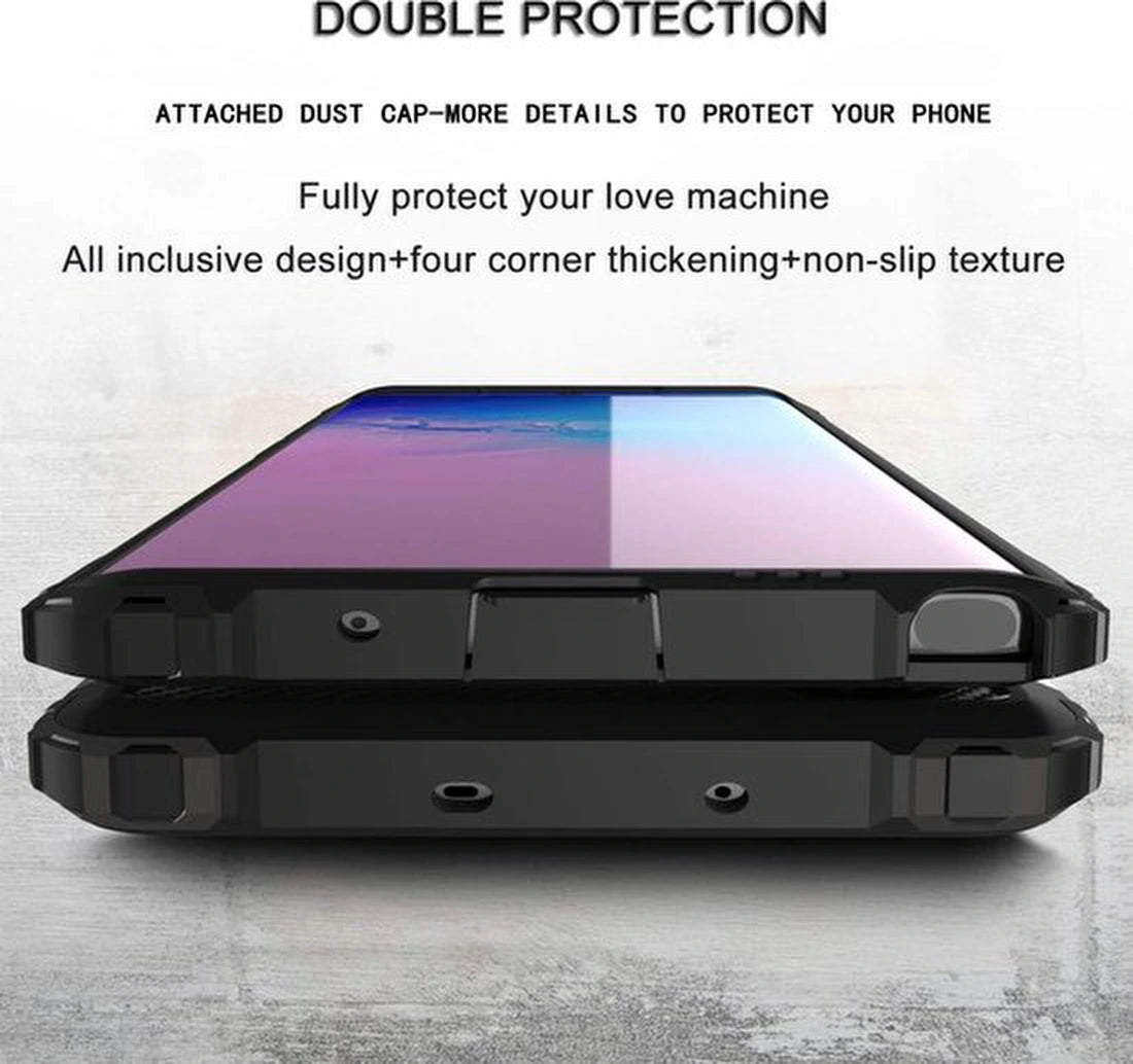 Armor Hybrid Geschikt voor: Samsung Galaxy Note 10 Hoesje - Zwart