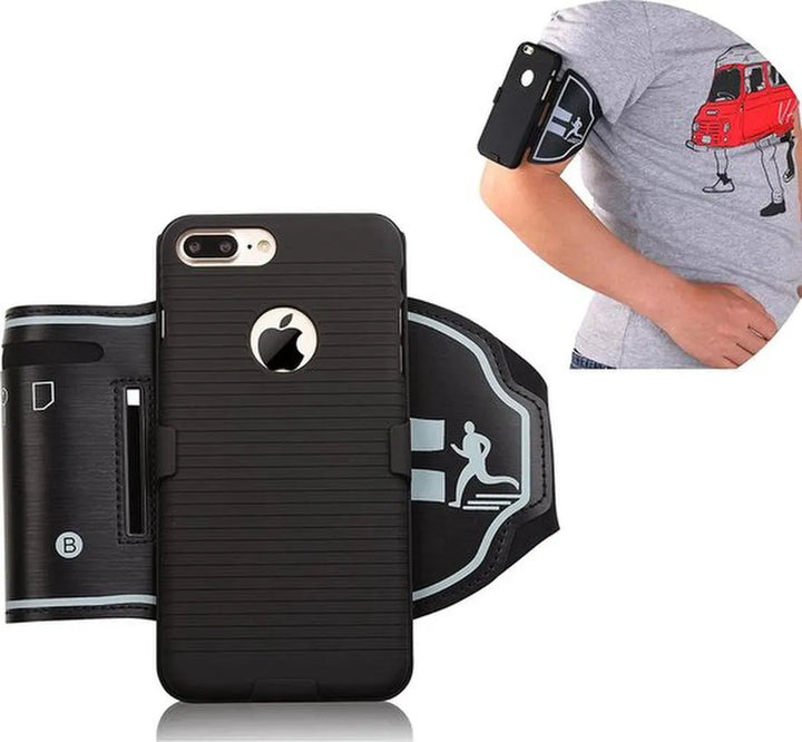 Sportarmband – Geschikt voor iPhone XR – Hardloop Armband met Sleutelhouder – Zwart-Sportarmband-Ilumina Benelux
