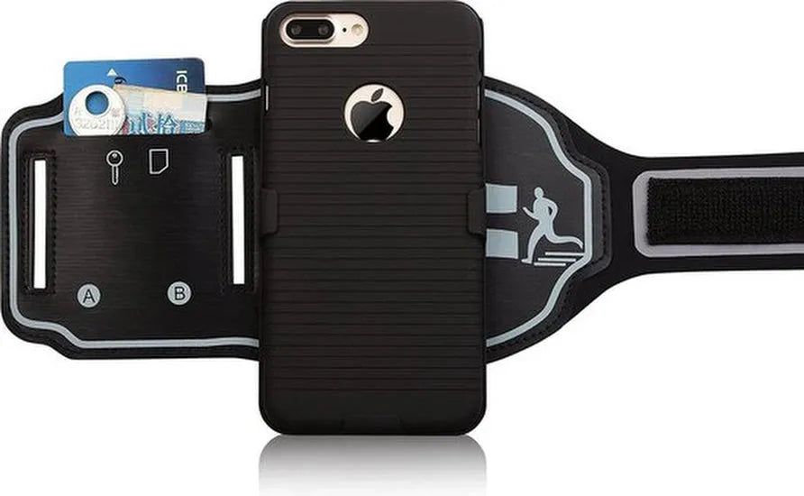 Sportarmband – Geschikt voor iPhone XR – Hardloop Armband met Sleutelhouder – Zwart-Sportarmband-Ilumina Benelux
