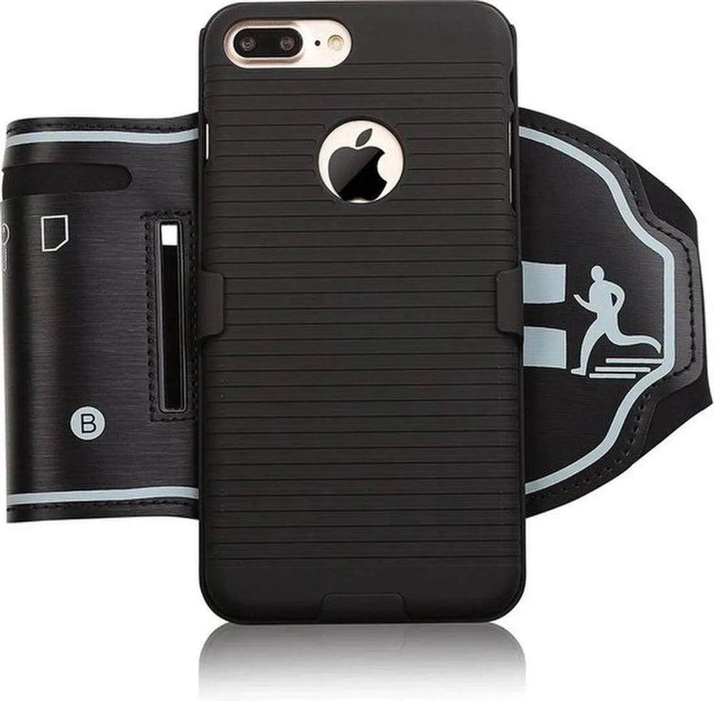 Sportarmband – Geschikt voor iPhone XR – Hardloop Armband met Sleutelhouder – Zwart-Sportarmband-Ilumina Benelux