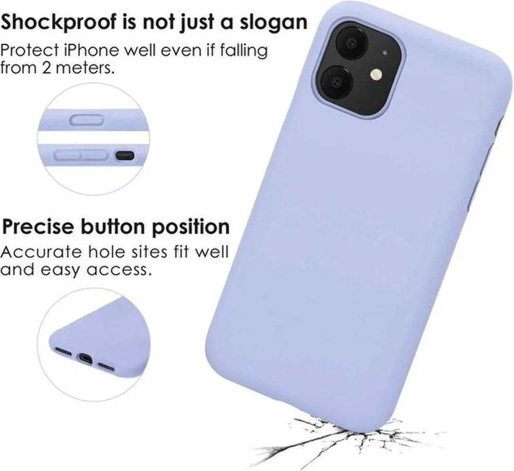 iPhone 11 Pro Max Hoesjes – Liquid Siliconen TPU Backcover – Soft Case – 2x Gehard Glas Screenprotector – Lila-Ilumina Benelux