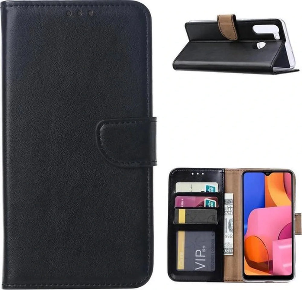 Samsung Galaxy A11 Hoesjes – Portemonnee Hoes – Magneetsluiting – Inclusief 2x Gehard Glas Screenprotector – Zwart-Ilumina Benelux