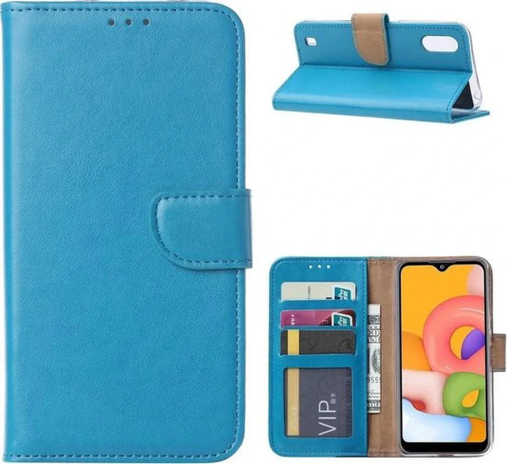 Samsung Galaxy M10 Hoesjes – Portemonnee Hoes – Pasjeshouder – 2x Gehard Glas Screenprotector – Turquoise-Ilumina Benelux