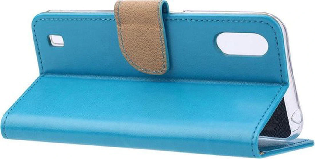 Samsung Galaxy M10 Hoesjes – Portemonnee Hoes – Pasjeshouder – 2x Gehard Glas Screenprotector – Turquoise