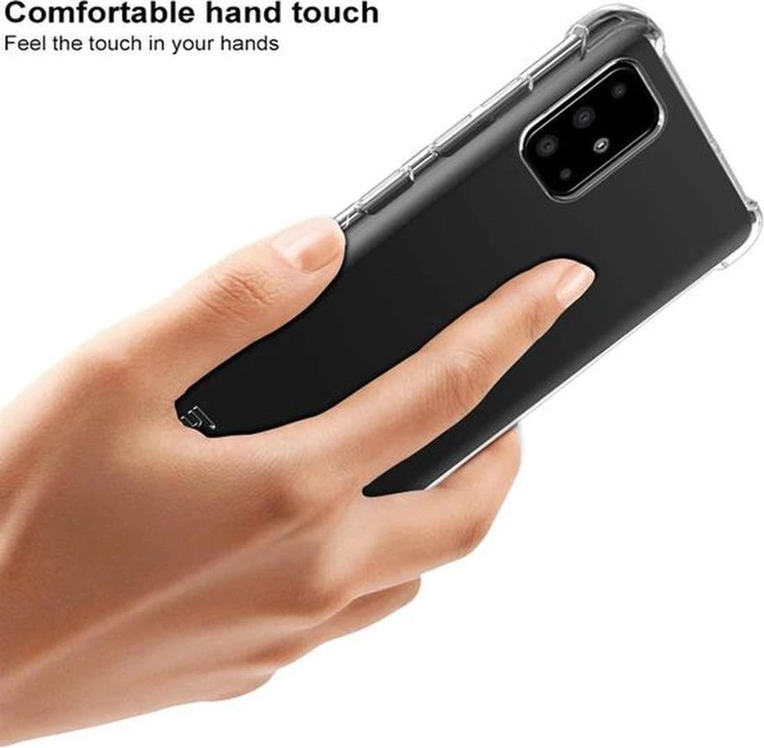Hoesje Geschikt voor: Samsung Galaxy A91 - Anti Shock Hybrid Case & 2X Tempered Glas Combi - Transparant
