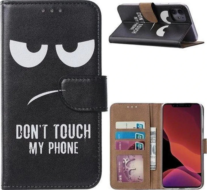 iPhone 11 Pro Hoesjes – Portemonnee Hoes – Magneetsluiting – Don't Touch My Phone – Zwart-Ilumina Benelux