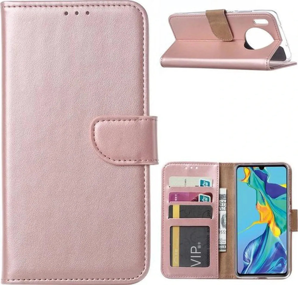 Huawei Mate 30 Pro Hoesjes – Portemonnee Backcover – Pasjeshouder – Incl. 2x Screenprotector – Roségoud-Ilumina Benelux