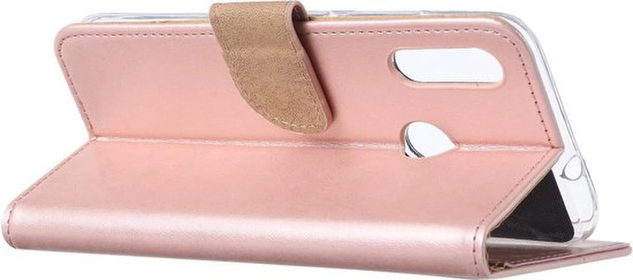Motorola Moto E6S Hoesjes – Portemonnee Backcover – Pasjeshouder – 2x Screenprotector – Roségoud