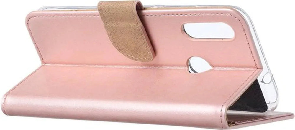 Motorola Moto E6S Hoesjes – Portemonnee Backcover – Pasjeshouder – 2x Screenprotector – Roségoud-Ilumina Benelux