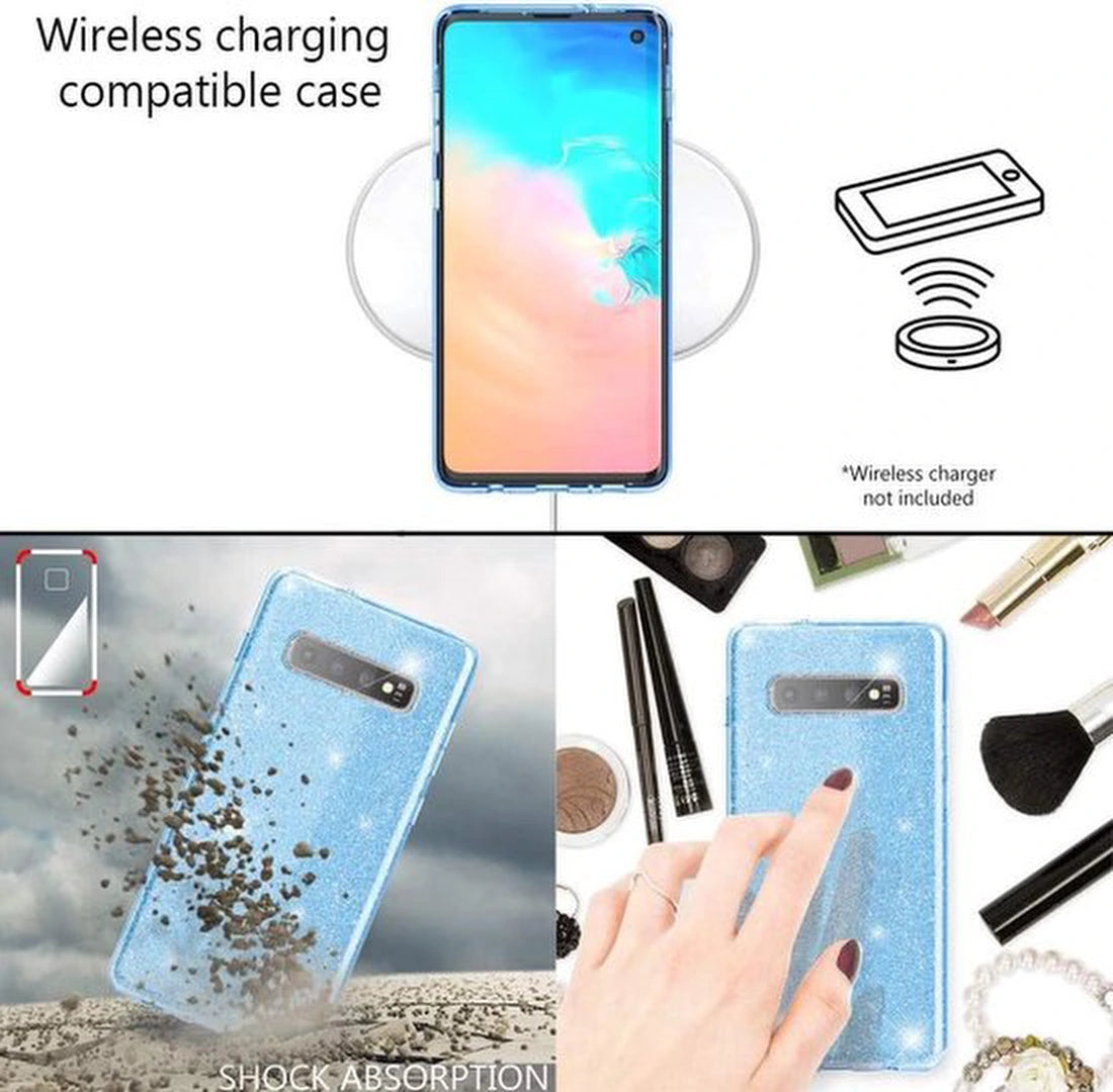 Hoesje Geschikt voor: Samsung Galaxy S10 Plus Glitters Siliconen TPU Case Zilver - BlingBling Cover