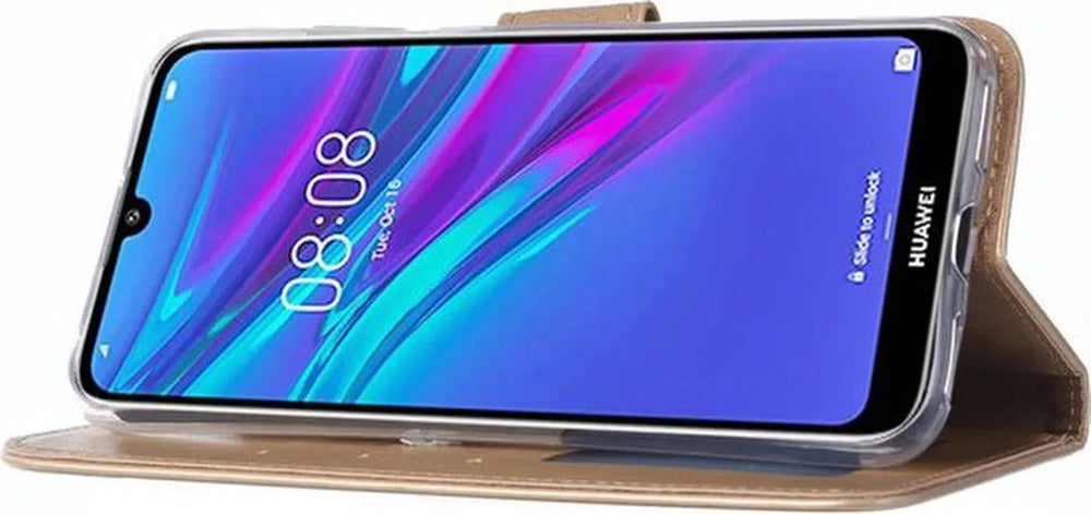Huawei Y6 Pro 2019 Hoesjes – Portemonnee Hoes – Pasjeshouder – Magneetsluiting – Goud-Ilumina Benelux