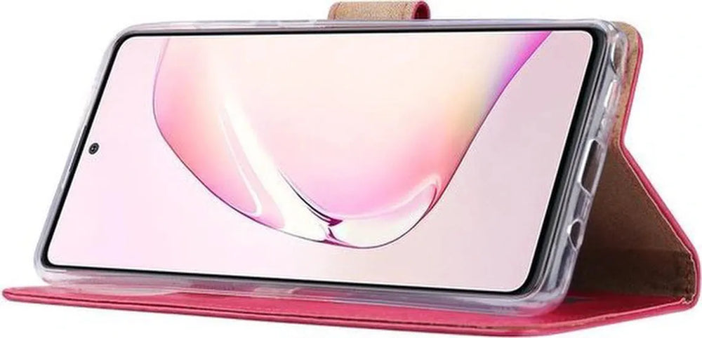 Samsung Galaxy Note 10 Lite Hoesjes – Portemonnee Hoes – Pasjeshouder – 2x Gehard Glas Screenprotector – Roze-Ilumina Benelux