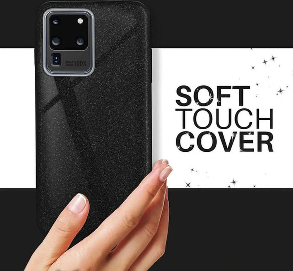 Samsung Galaxy S20 Ultra Hoesjes – Siliconen TPU Backcover – Glitter BlingBling – Zwart-Ilumina Benelux