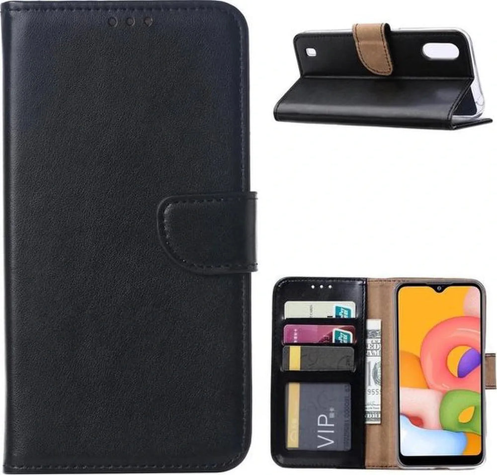 Samsung Galaxy M10 Hoesjes – Portemonnee Hoes – Bookcase – Pasjeshouder – Zwart-Ilumina Benelux