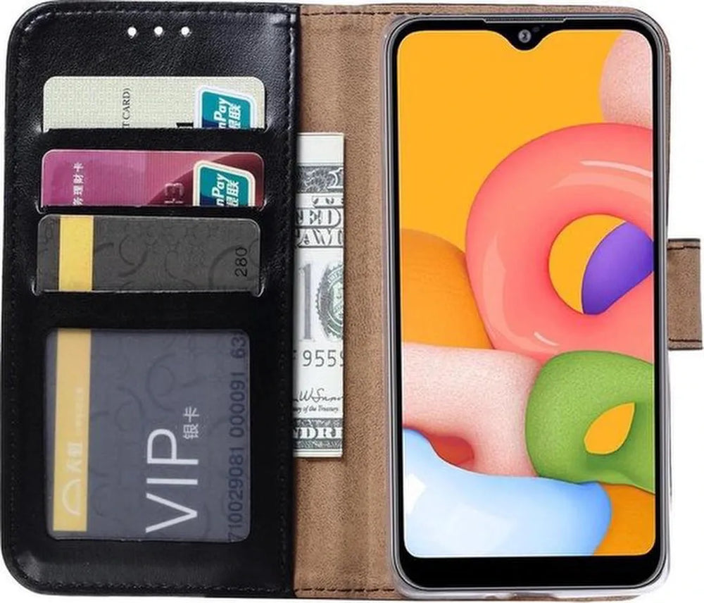 Samsung Galaxy M10 Hoesjes – Portemonnee Hoes – Bookcase – Pasjeshouder – Zwart-Ilumina Benelux