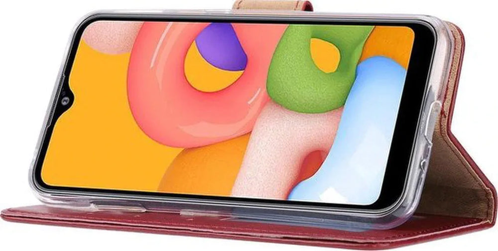 Samsung Galaxy M10 Hoesjes – Portemonnee Hoes – Pasjeshouder – 2x Gehard Glas Screenprotector – Bruin-Ilumina Benelux