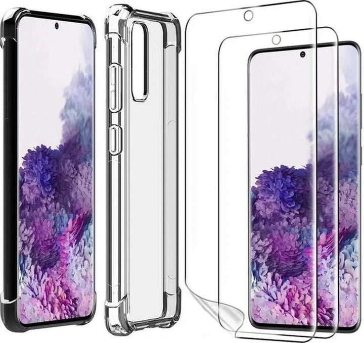 Samsung Galaxy S20 Plus Hoesjes – Anti-shock Hybrid Backcover – Inclusief 2x Screenprotector Gehard Glas – Transparant-Ilumina Benelux