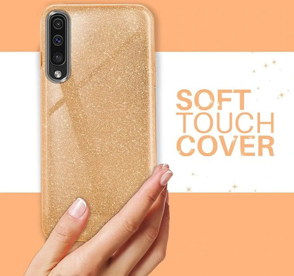 Samsung Galaxy A50S Hoesjes – Siliconen TPU Backcover – Glitter BlingBling – Schokbestendig – Goud-Ilumina Benelux