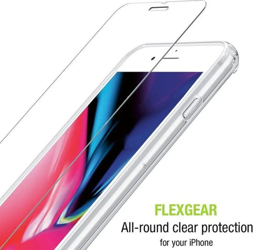 iPhone 7 Plus/8 Plus Hoesjes – Soft TPU Siliconen Backcover – 2x Gehard Glas Screenprotector – Transparant-Ilumina Benelux