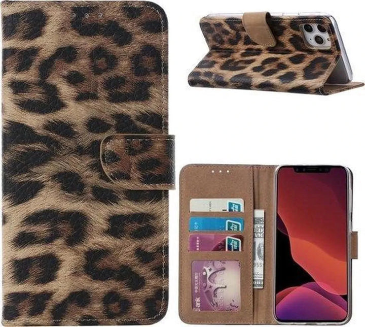 iPhone 11 Pro Max Hoesjes – Bookcase Portemonnee Hoes – Magneetsluiting – Pasjeshouder – Luipaardprint-Ilumina Benelux