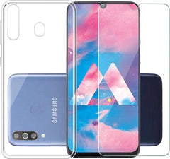 Soft Back Cover Hoesje Geschikt voor: Samsung Galaxy A60 - Soft TPU Siliconen Case & 2X Tempered Glas Combi - Transparant