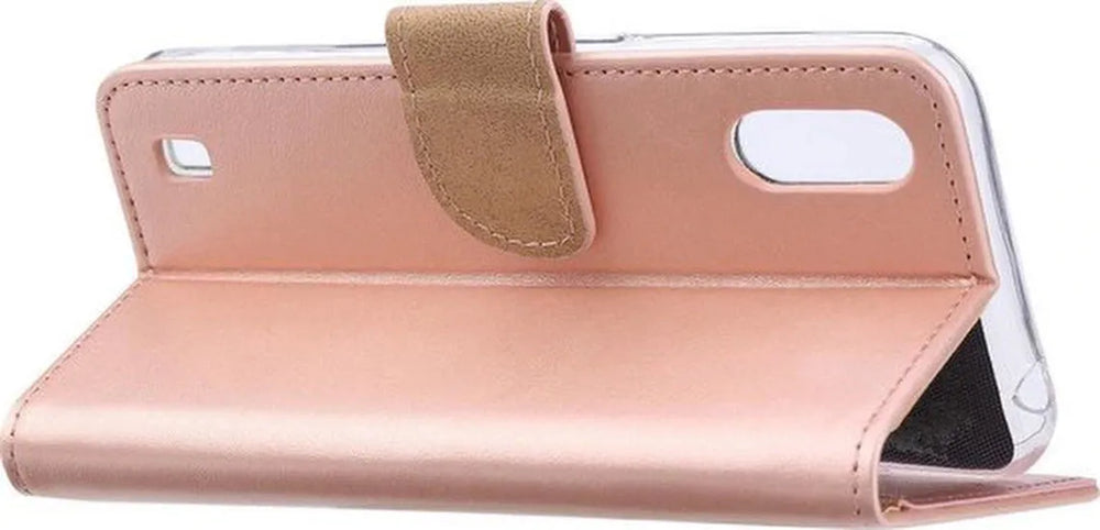 Samsung Galaxy M10 Hoesjes – Portemonnee Bookcase – Pasjeshouder – Magneetsluiting – Roségoud-Ilumina Benelux