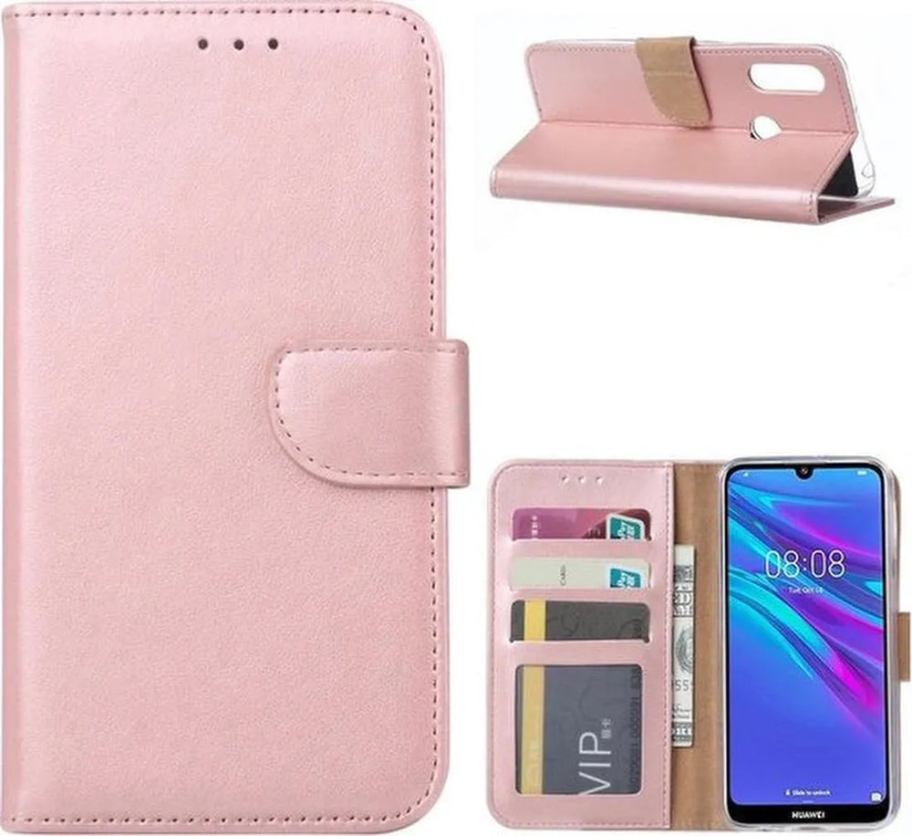 Huawei Y6 Pro 2019 Hoesjes – Portemonnee Hoes – Pasjeshouder – Magneetsluiting – Roségoud-Ilumina Benelux