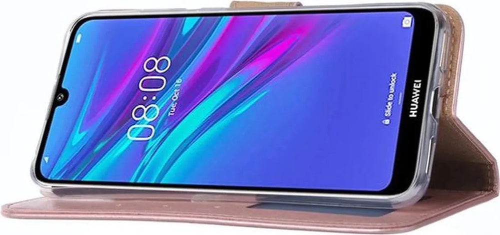 Huawei Y6 Pro 2019 Hoesjes – Portemonnee Hoes – Pasjeshouder – Magneetsluiting – Roségoud-Ilumina Benelux