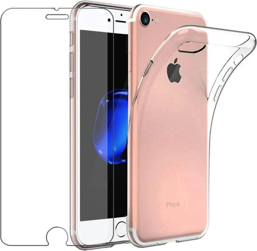 iPhone 6 Plus/6S Plus Hoesjes – Transparante TPU Siliconen Backcover – 2x Gehard Glas Screenprotector – Anti-kras-Ilumina Benelux