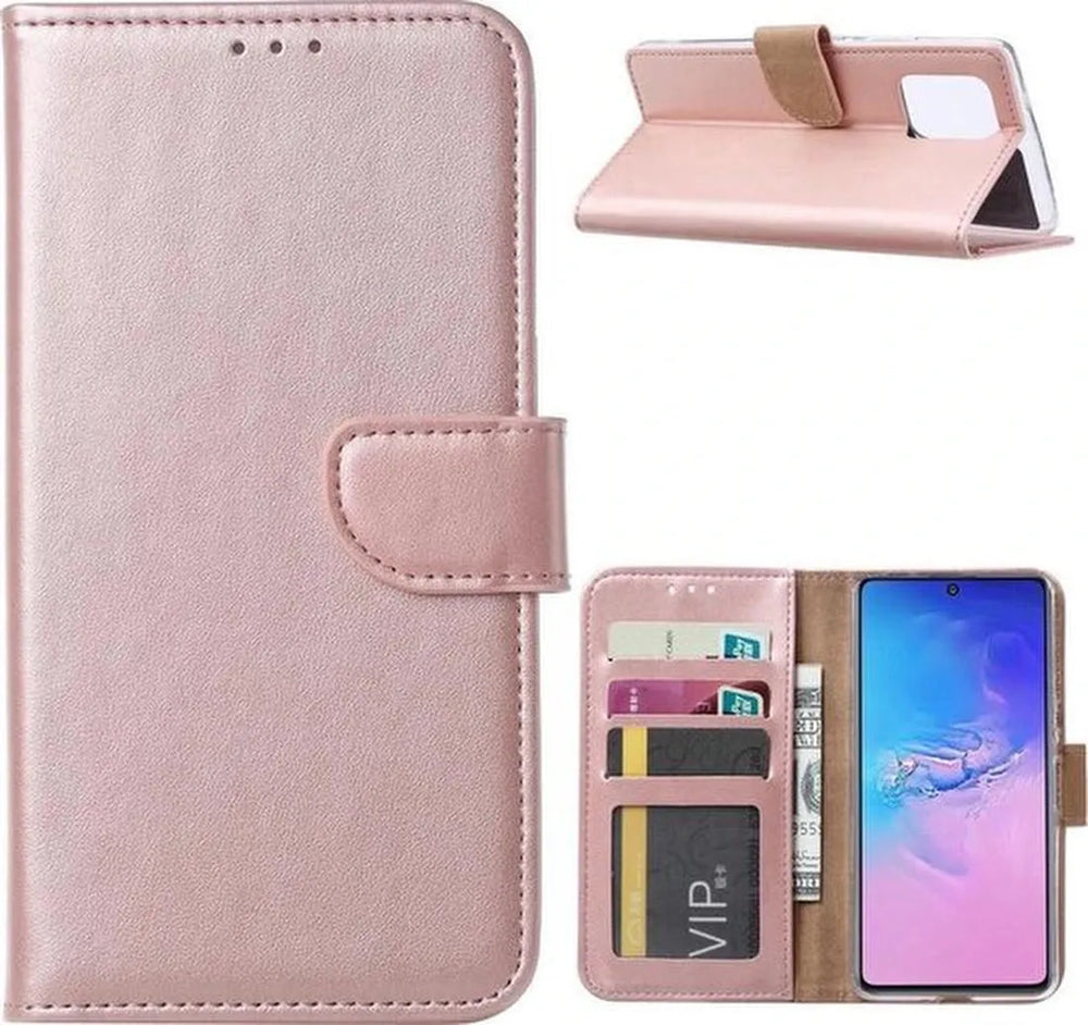 Samsung Galaxy A91 Hoesjes – Bookcase Portemonnee Hoes – Pasjeshouder – Magneetsluiting – Roségoud-Ilumina Benelux