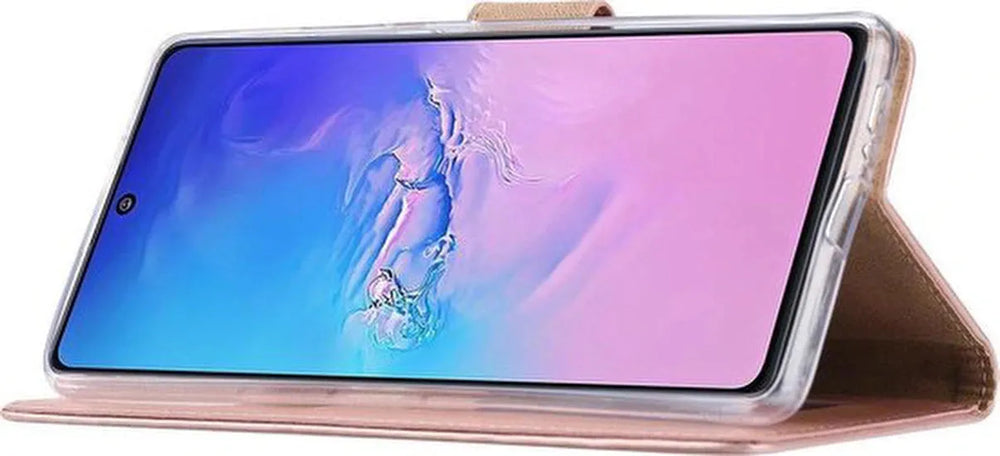 Samsung Galaxy A91 Hoesjes – Bookcase Portemonnee Hoes – Pasjeshouder – Magneetsluiting – Roségoud-Ilumina Benelux