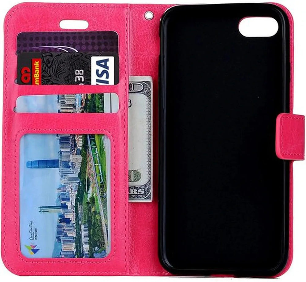 iPhone SE 2020/7/8 Hoesjes – Bookcase Portemonnee Hoes – Pasjeshouder – Magneetsluiting – Roze-Ilumina Benelux