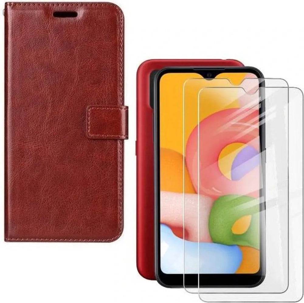 Samsung Galaxy M10 Hoesjes – Portemonnee Hoes – Pasjeshouder – 2x Gehard Glas Screenprotector – Roze-Ilumina Benelux