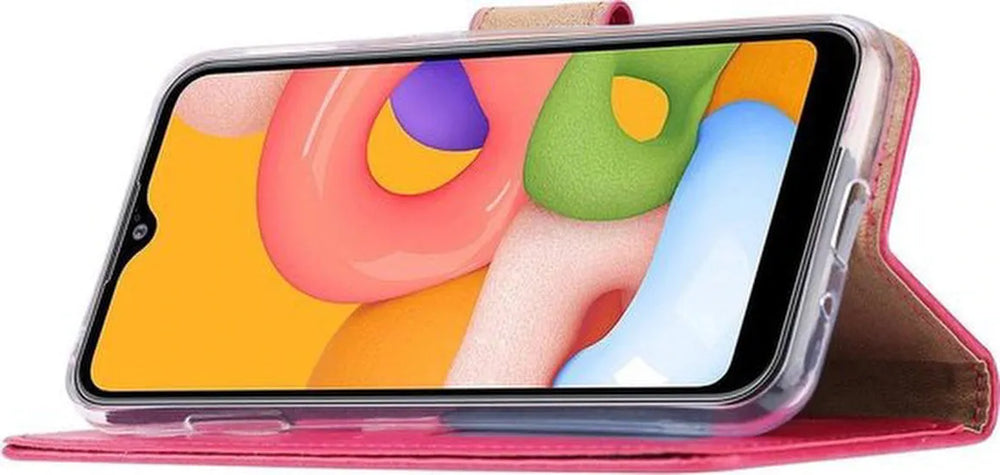 Samsung Galaxy M10 Hoesjes – Portemonnee Hoes – Pasjeshouder – 2x Gehard Glas Screenprotector – Roze-Ilumina Benelux