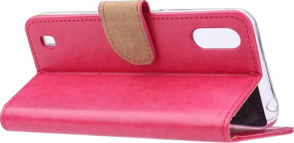 Samsung Galaxy M10 Hoesjes – Portemonnee Hoes – Pasjeshouder – 2x Gehard Glas Screenprotector – Roze-Ilumina Benelux