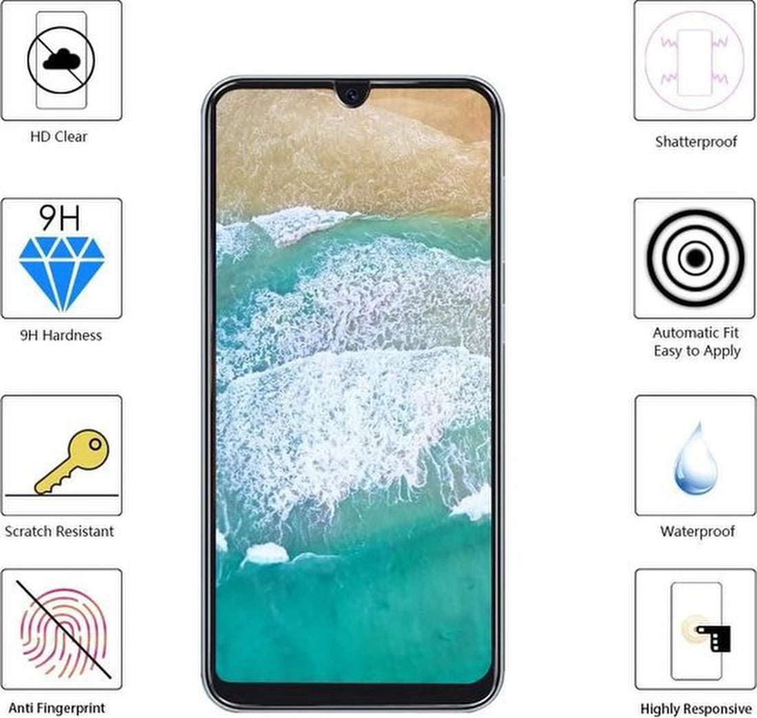 Soft Back Cover Hoesje Geschikt voor: Samsung Galaxy A10S - zwart TPU Siliconen Case & 2X Tempered Glas Combi