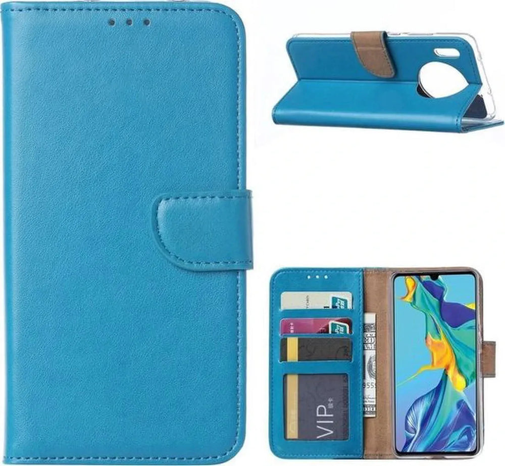Huawei Mate 30 Hoesjes – Bookcase Portemonnee Hoes – Pasjeshouder – Magneetsluiting – Turquoise-Ilumina Benelux