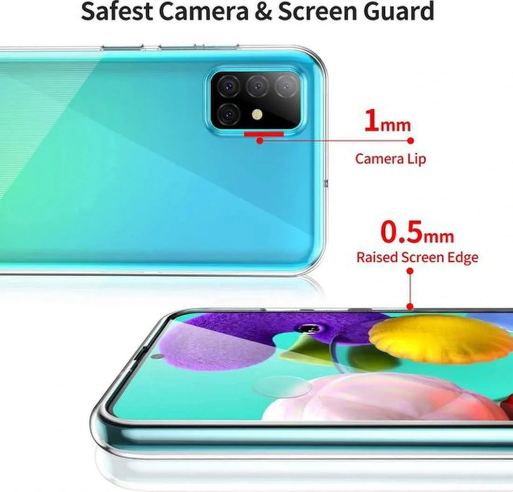 Samsung Galaxy A71 Hoesjes – Transparante TPU Siliconen Backcover – Inclusief 2x Gehard Glas Screenprotector – Anti-kras-Ilumina Benelux