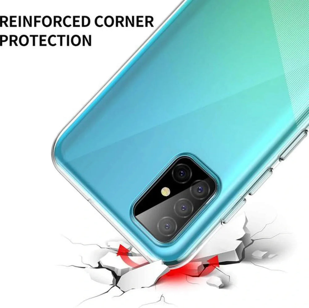 Samsung Galaxy A71 Hoesjes – Transparante TPU Siliconen Backcover – Inclusief 2x Gehard Glas Screenprotector – Anti-kras-Ilumina Benelux