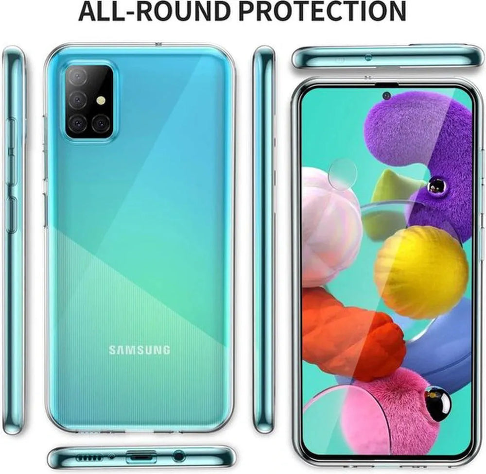 Samsung Galaxy A71 Hoesjes – Transparante TPU Siliconen Backcover – Inclusief 2x Gehard Glas Screenprotector – Anti-kras-Ilumina Benelux
